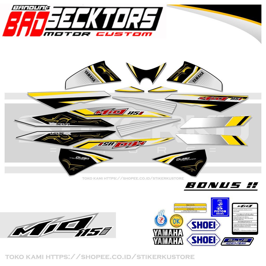 STOCK DECALS MI0 115i / STRIPING MIO J / STIKER MIO GT  GT THAILAND PREMIUM