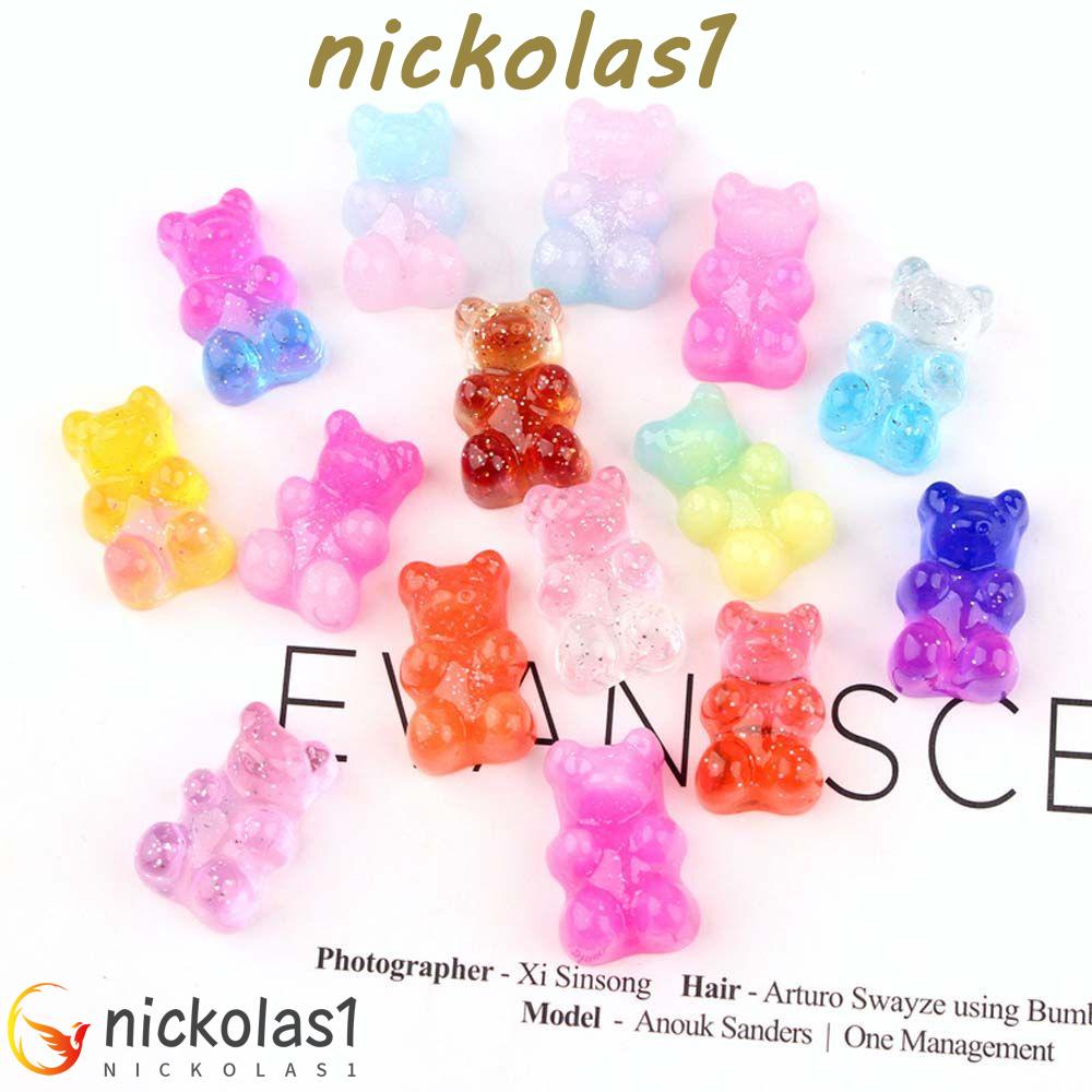 Nickolas1 Dekorasi Kalung Lucu Permen Warna Scrapbooking Gummy Resin Cabochon Flatback Beruang Hiasan