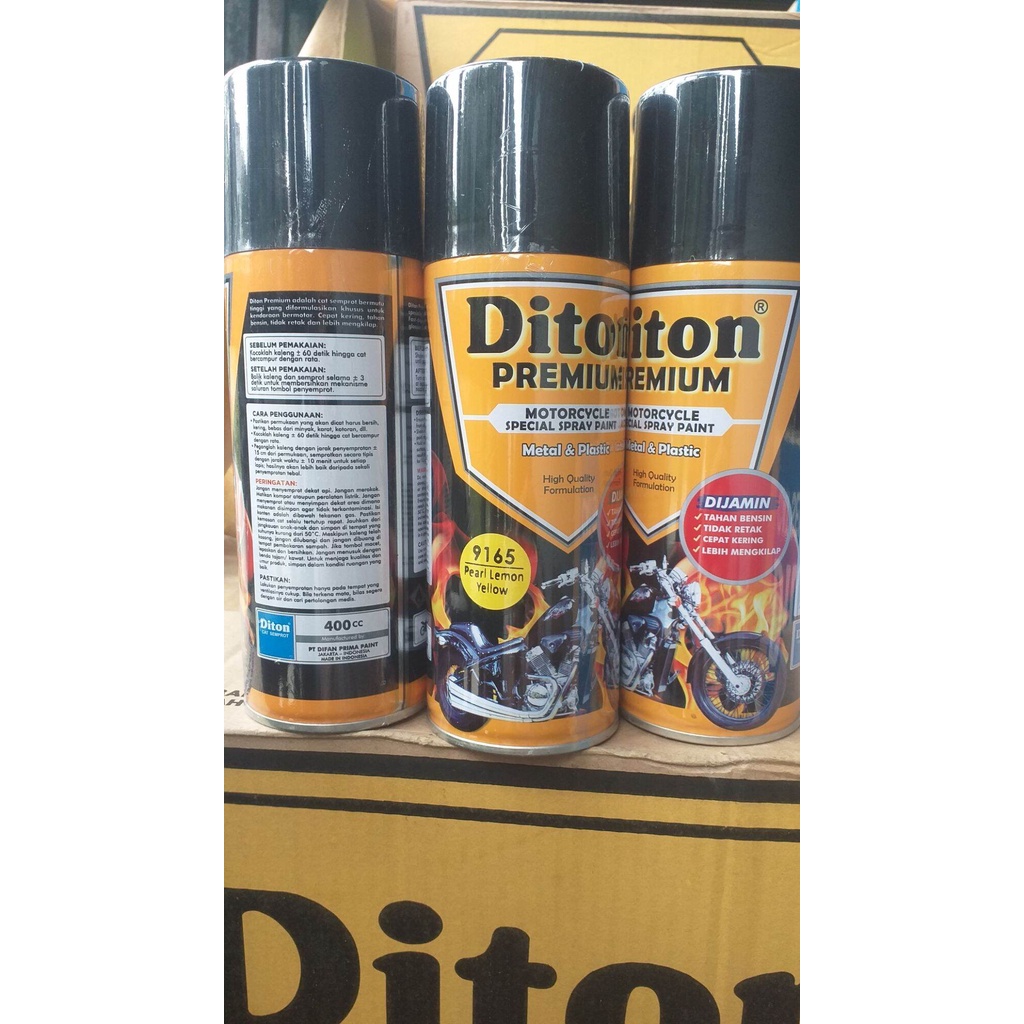 Pilok Diton Premium Pearl lemon yellow 9165 400cc Kuning Cerah pilox kuning muda cat semprot tahan bensin cat semprot diton premium