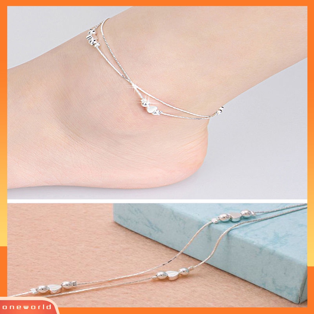 [WOD] Wanita Bintang Hati Manik-Manik Gelang Rantai Pergelangan Kaki Barefoot Sandal Anklet Foot Jewelry