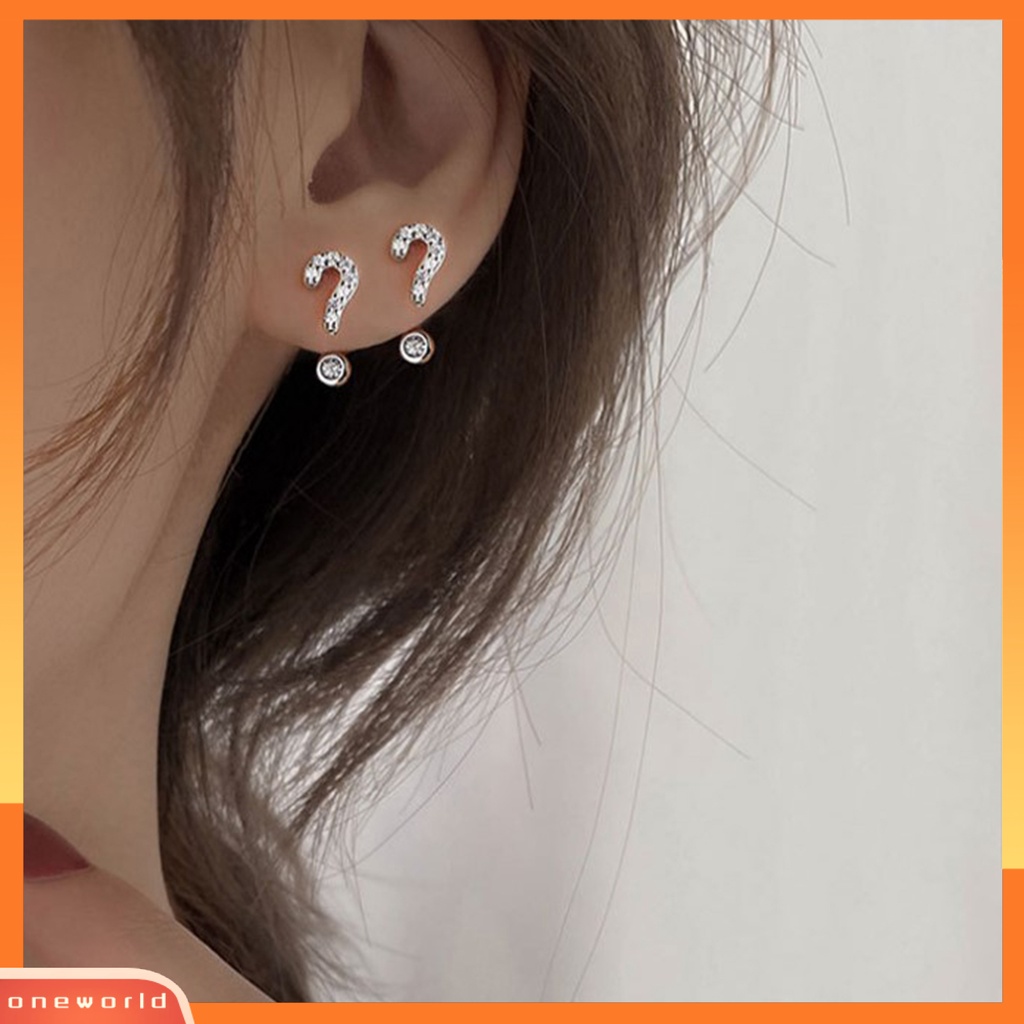[WOD] 1pasang Anting Pejantan Tanda Seru Asimetris Wanita Tanda Tanya Kecil Ear Studs Perhiasan Hadiah