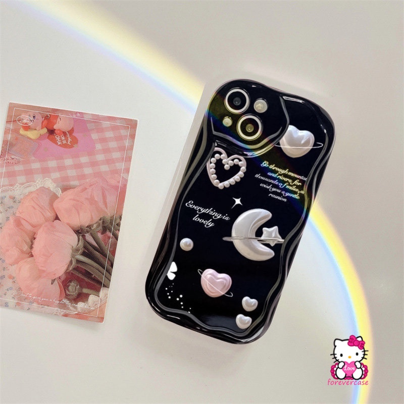 Casing Tepi Melengkung Bergelombang 3D Untuk Redmi A1 9A A2 9C NFC 10C 9T 10 9 10A Redmi Note11 10 10 Pro Max Plus 12 8 10s 10Pro 9 11s POCO M3 Romantic Bulan Bintang Alphabet Love Heart Lembut Sarung