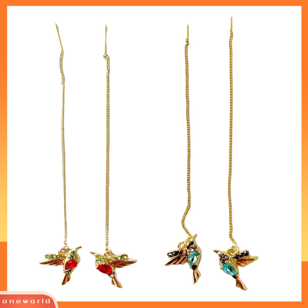 [WOD] 1pasang Anting Drop Menarik Tidak Alergi Ramah Lingkungan Hummingbird Panjang Liontin Menjuntai Anting Untuk Harian