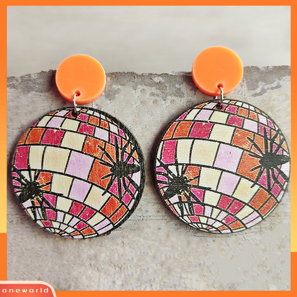 [WOD] 1pasang Anting Indah Desain Kartun Vintage Geometris catching Nyaman Dipakai Bentuk Labu Anting Menyenangkan Untuk Pesta