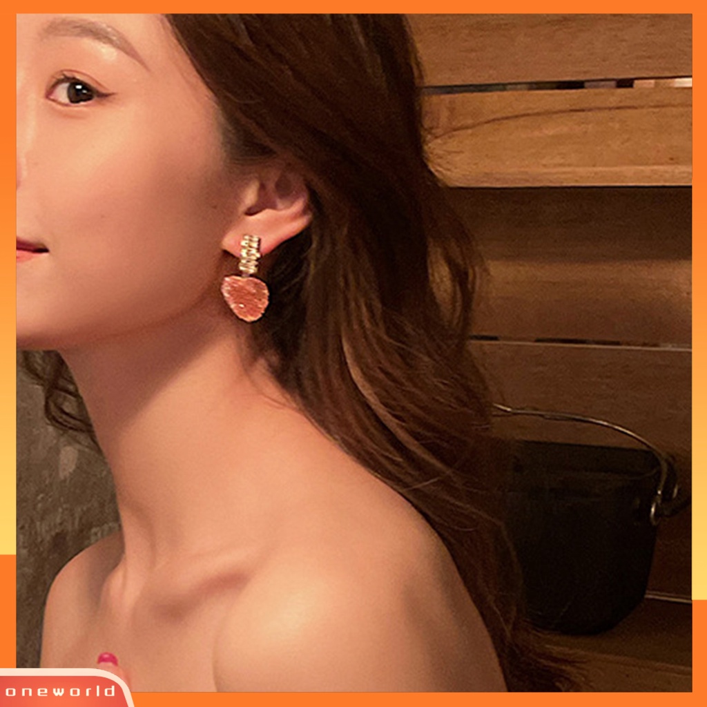 [WOD] 1pasang Anting Menjuntai Temperamen Mengkilap Elegan Geometris Berkilau Dekorasi Cubic Zirconia Wanita Cinta Hati Liontin Drop Earrings Perhiasan Untuk Perjamuan