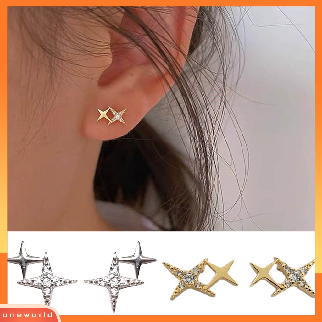 [WOD] 1pasang Anting Tusuk Bintang Perhiasan Berlian Imitasi Halus Gaya Korea Ear Studs Untuk Pakaian Sehari-Hari