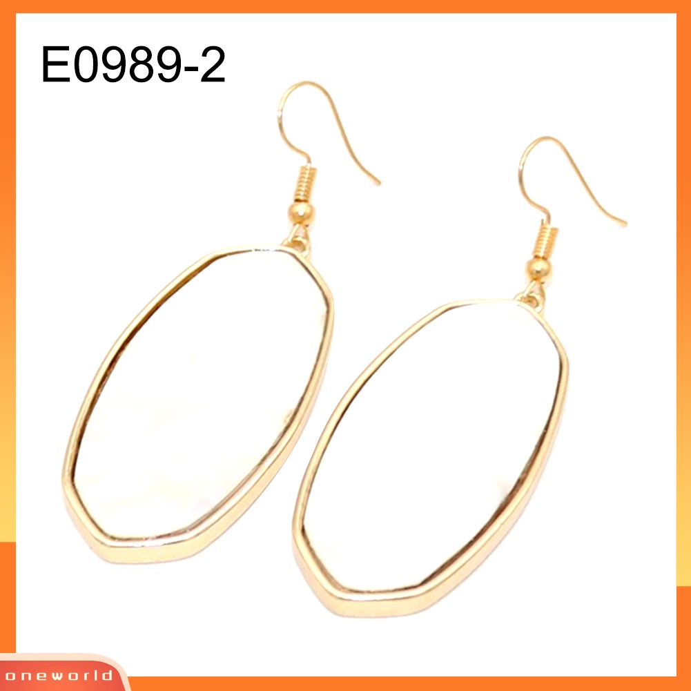 [WOD] Fashion Wanita Abalone Shell Leopard Oval Menjuntai Drop Hook Anting Perhiasan Hadiah