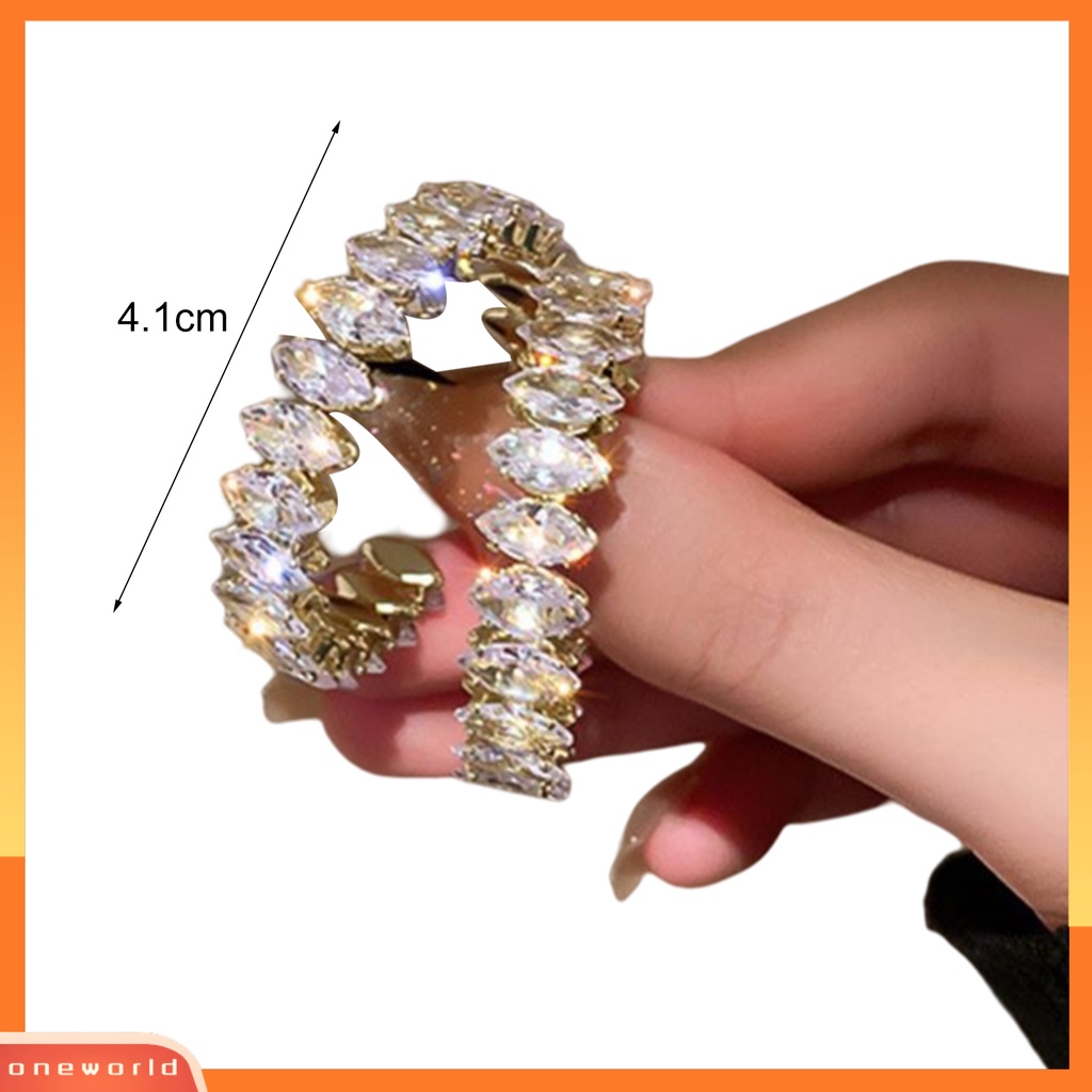 [WOD] 1pasang Anting Hoop Wanita Berlian Imitasi Mengkilap Bulat Mewah Lady Earrings Untuk Hadiah