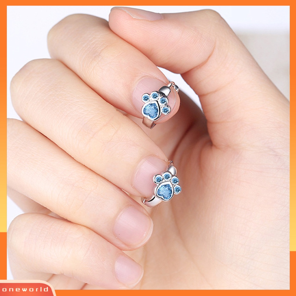 [WOD] 1pasang Anting Tusuk Bentuk Hewan Paw Cubic Zirconia Perhiasan Lucu Tahan Lama Ear Studs Untuk Pakaian Sehari-Hari