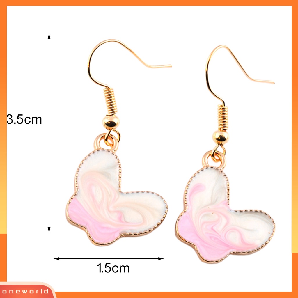 [WOD] 1pasang Wanita Anting Kait Lucu Indah Lukisan Minyak Kupu-Kupu Bentuk Drop Earrings Perhiasan Wanita