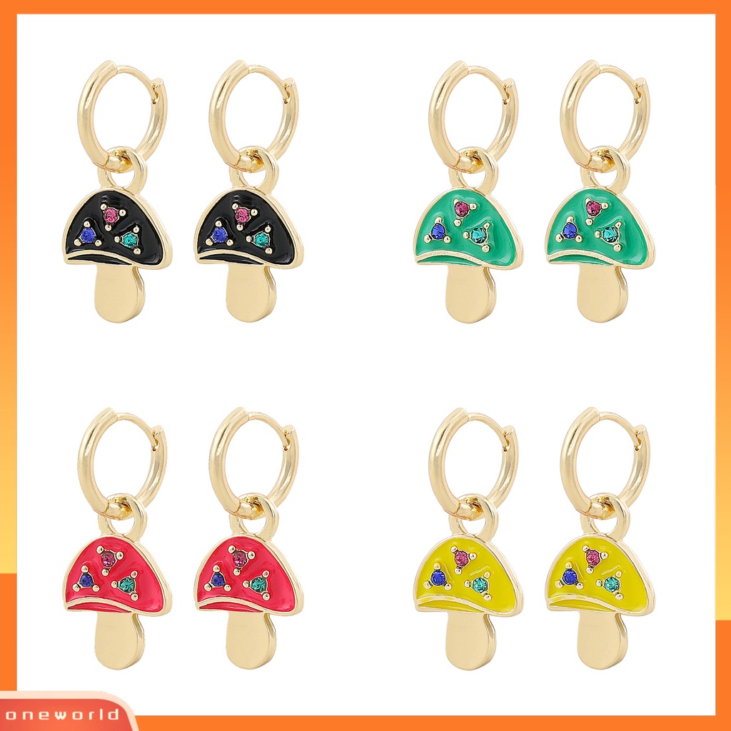 [WOD] 1pasang Anting Wanita Menjuntai Perhiasan Lapis Jamur Warna Permen Ear Buckle Earrings Untuk Pesta