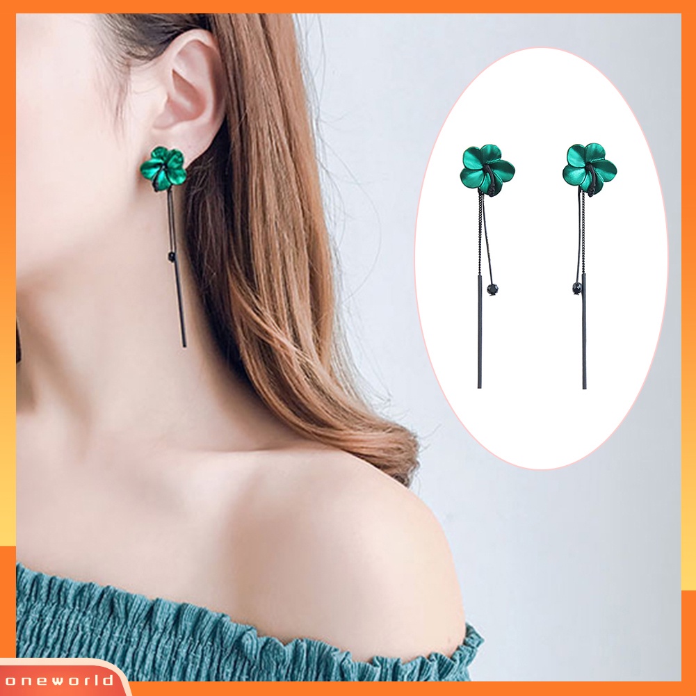 [WOD] Gaya Korea Panjang Bunga Rumbai Anting Wanita Pesta Perjamuan Cocktail Perhiasan