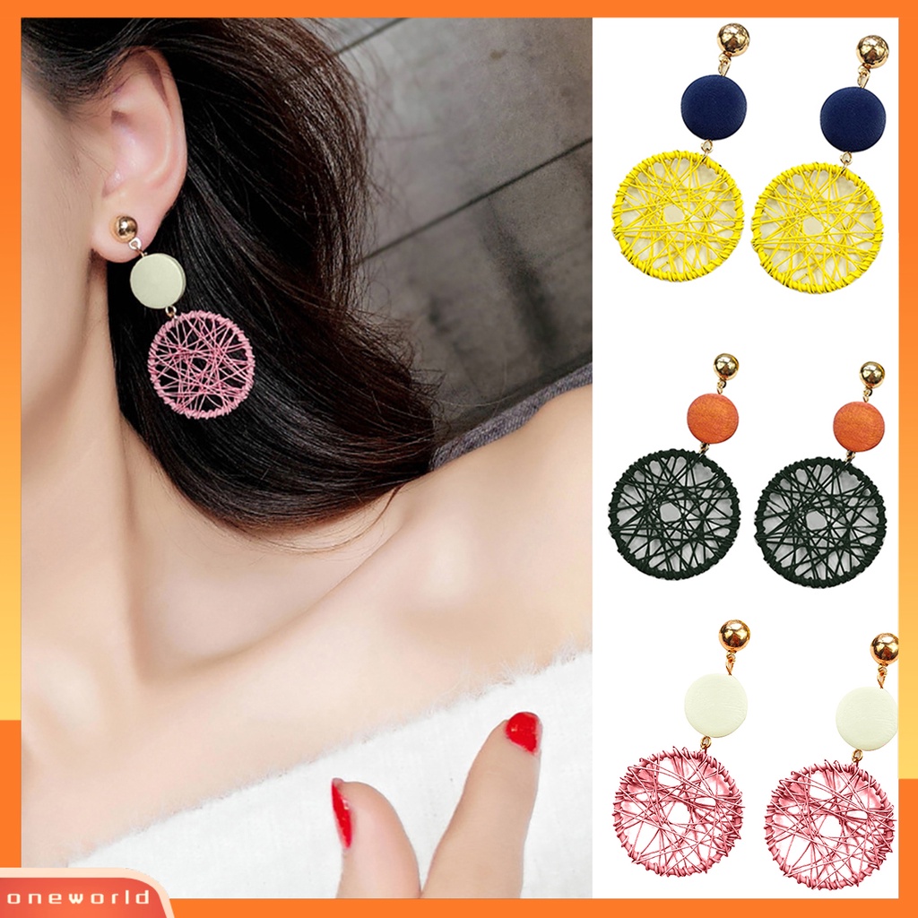[WOD] 1pasang Kreatif Wanita Panjang Bulat Berongga Lingkaran Menjuntai Anting Club Pesta Perhiasan