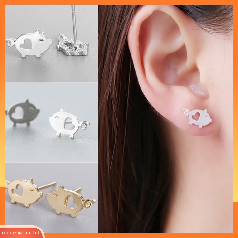 [WOD] Fashion Kartun Hewan Babi Berongga Jantung Stud Anting Wanita Gadis Perhiasan Hadiah