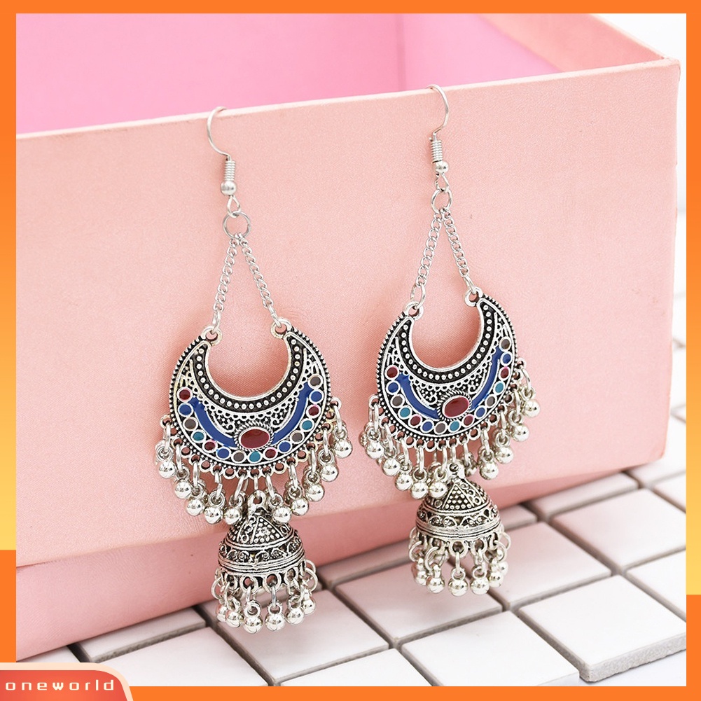 [WOD] Vintage Wanita Bohemian Rumbai Berongga Bell Drop Menjuntai Kait Anting Perhiasan