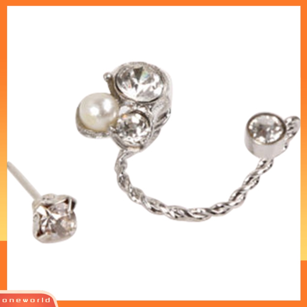 [WOD] 1set Anting Giwang Berlian Imitasi Mutiara Imitasi Alloy Indah Telinga Klip Stud Untuk Wanita