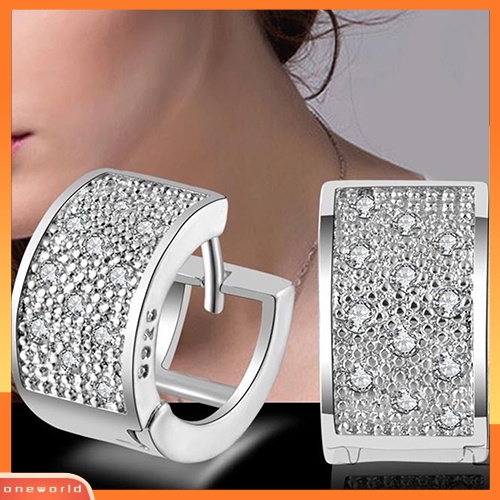 [WOD] Fashion Wanita Kristal925 Sterling Silver Ear Studs Hoop Earrings Perhiasan