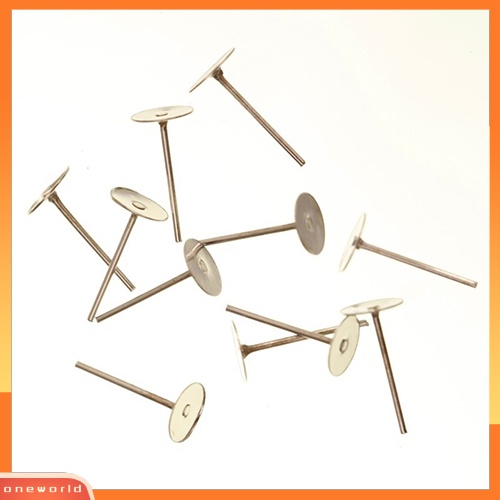 [WOD] 200 Pcs Besi Flat Earring Earrings Post Stud Membuat Perhiasan Temuan Aksesoris