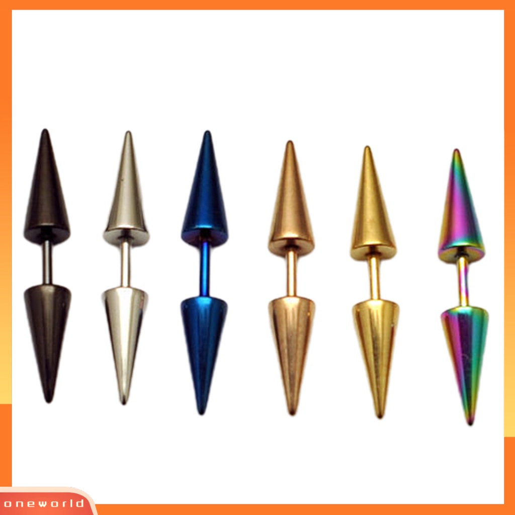 [WOD] 1pasang Stud Earring Pengerjaan Halus Wanita Aksesoris Portable Unisex Double Rivet Spike Earrings Untuk Pub