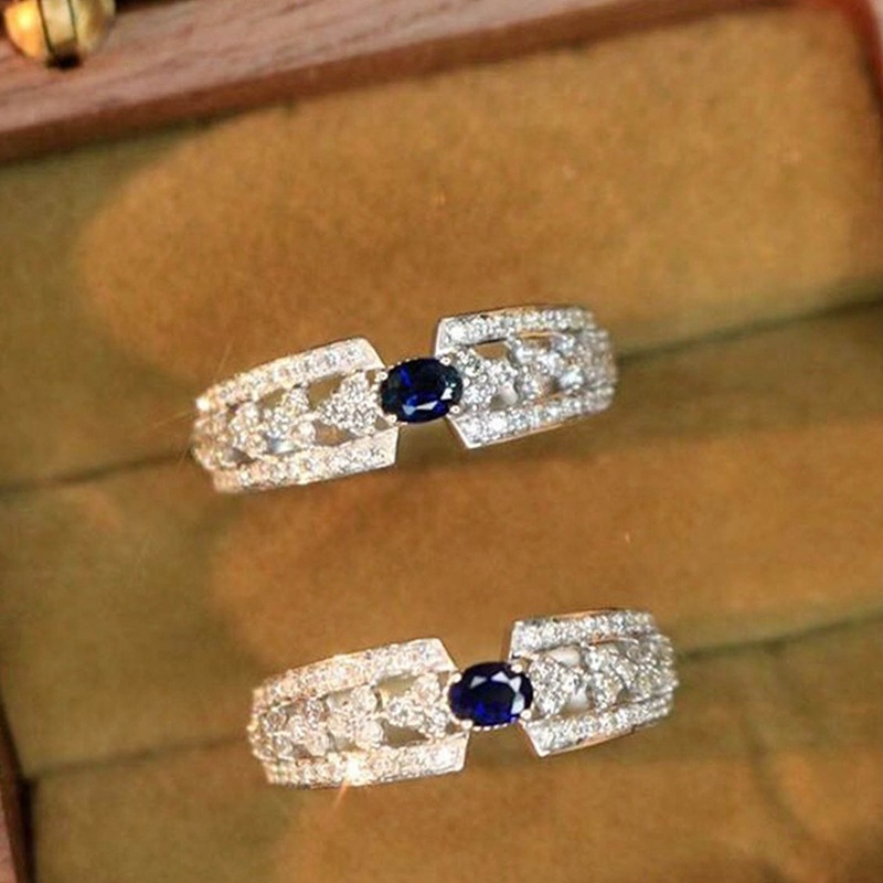 Fashion Perempuan Cincin Tembaga Dengan Warna Biru Putih Perak Cincin Tipis Aksesoris Pesta Pernikahan Pengantin Estetik Baru Perhiasan