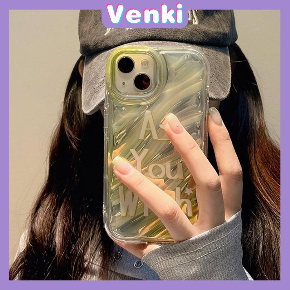 VENKI - iPhone Case untuk iPhone 11 Laser Reflektif Transparan Ponsel Case TPU Soft Shockproof Airbag Case Bahasa Inggris Sederhana Kompatibel dengan iPhone 14 13 Pro Max 12 Pro Max XR XR 7 8
