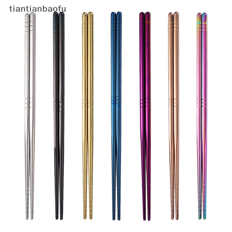 [tiantianbaofu] 304alat Makan Sumpit Logam Stainless Steel 1pasang Non-Slip Chinese Chop Boutique