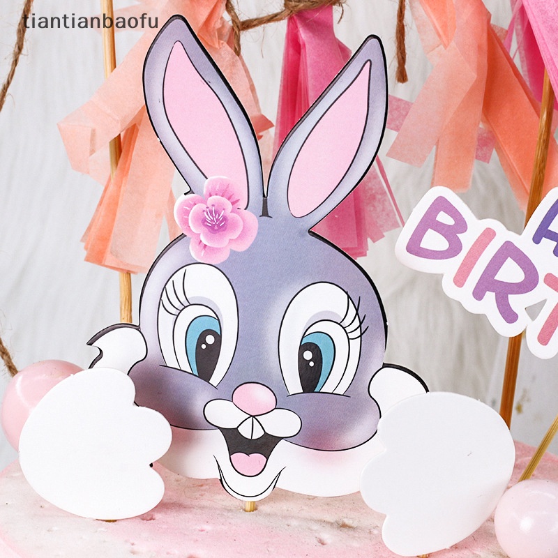 [tiantianbaofu] Kelinci Bunny Tapak Wortel Kue Topper Selamat Ulang Tahun Cupcake Dekorasi Perlengkapan Butik