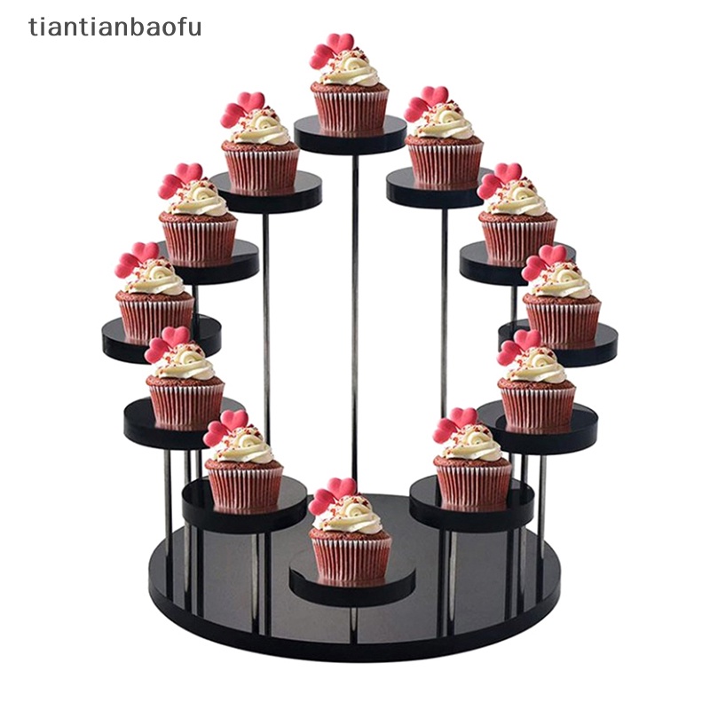 [tiantianbaofu] Multi-layer Bulat Cupcake Stand Akrilik Display Stand Perhiasan Kue Dessert Rak Butik