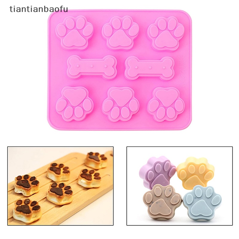 [tiantianbaofu] 1pc Cetakan Silikon Tapak Anjing Tulang Cookie Cutter DIY 3D Fondant Baking Molds Butik