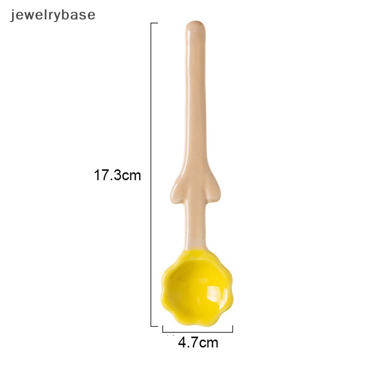 [jewelrybase] 1pc Tulip Shaped Ceramic Spoon 3D Flowers Sendok Kopi Sarapan Dessert Spoon Butik