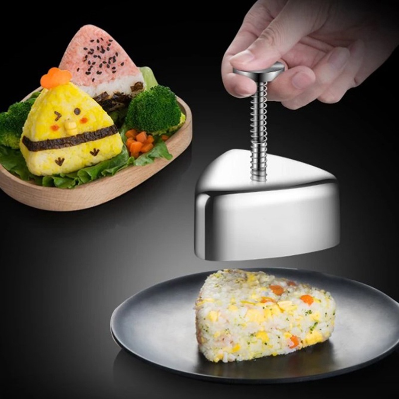 [jewelrybase] Cetakan Pembuat Onigiri Segitiga Cetakan Onigiri Mould304Stainless Steel Rice Ball Mold Anti Lengket Cetakan Sushi Segitiga DIY Alat Cetakan Onigiri Portable Rice Ball Mold Butik