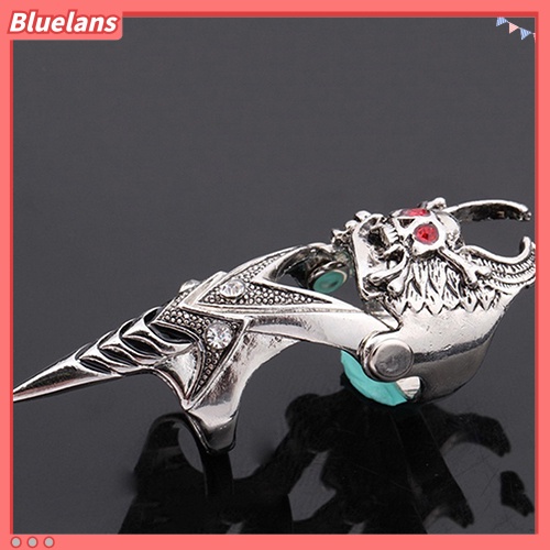 [BLS] Fashion Pria Gothic Punk 2steps Skull Joint Knight Finger Cincin Baja Titanium