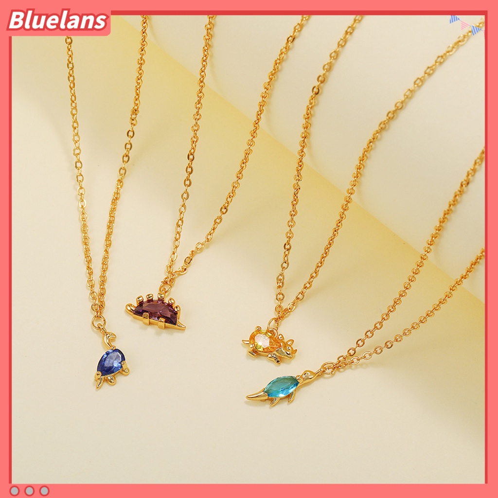 [BLS] Rantai Klavikula Liontin Dinosaurus Cubic Zirconia Perhiasan Electroplating Tahan Lama Liontin Kalung Untuk Pakaian Sehari-Hari
