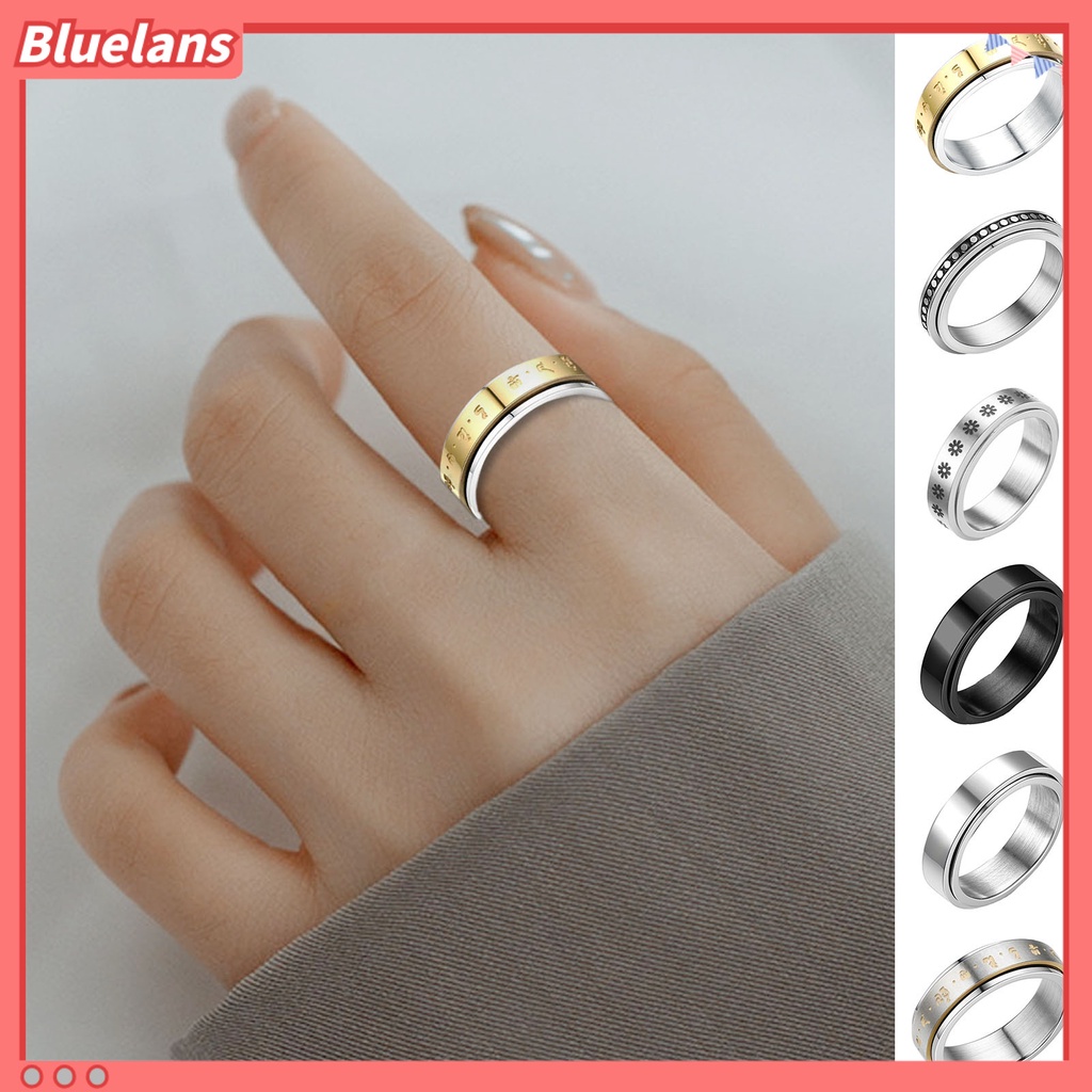 [BLS] Cincin Unisex Geometris Artistik Titanium Steel Cincin Jari Luar Dapat Diputar Untuk Pesta