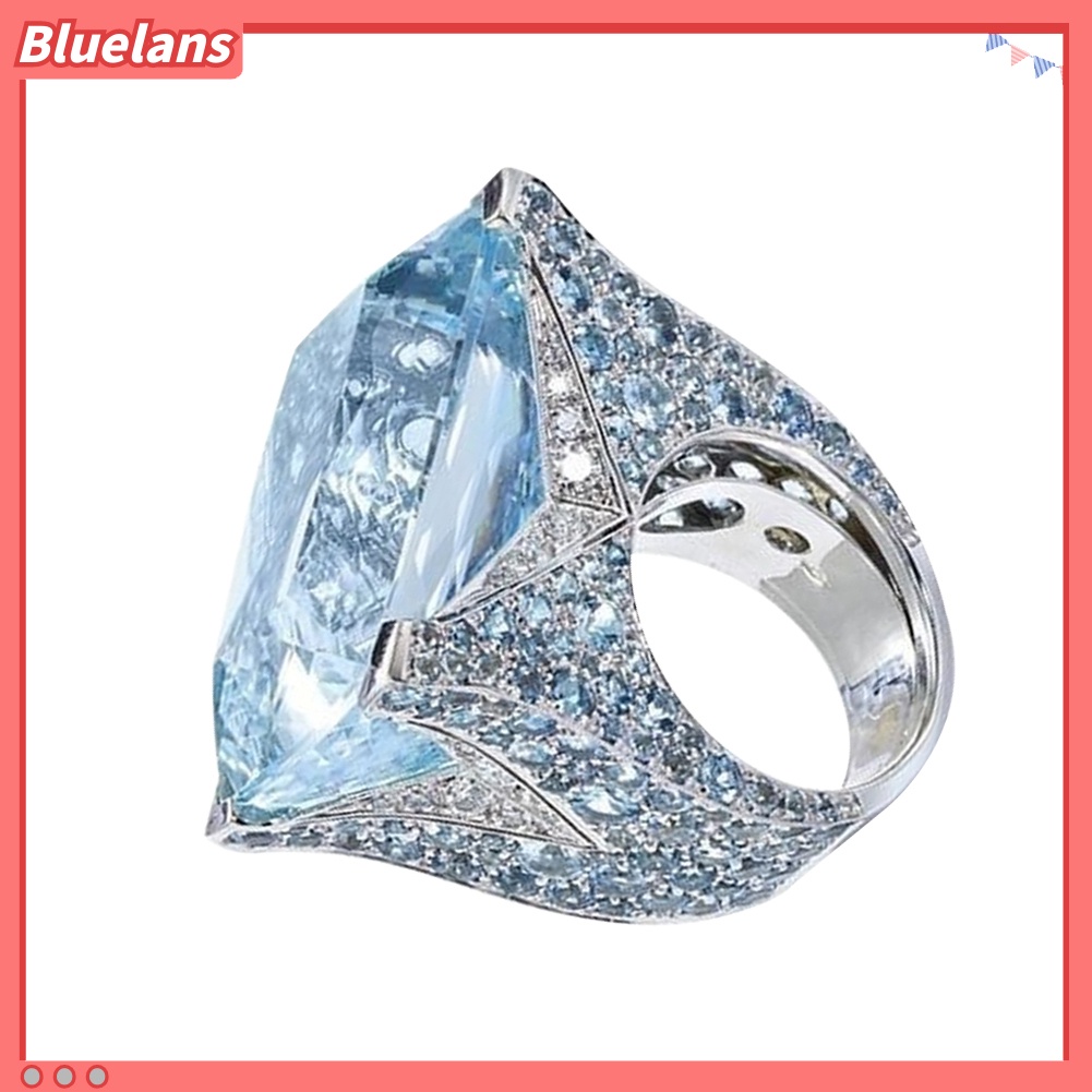 [BLS] Sparkling Women Cubic Zirconia Cincin Pengantin Pernikahan Pertunangan Pesta Perhiasan Hadiah