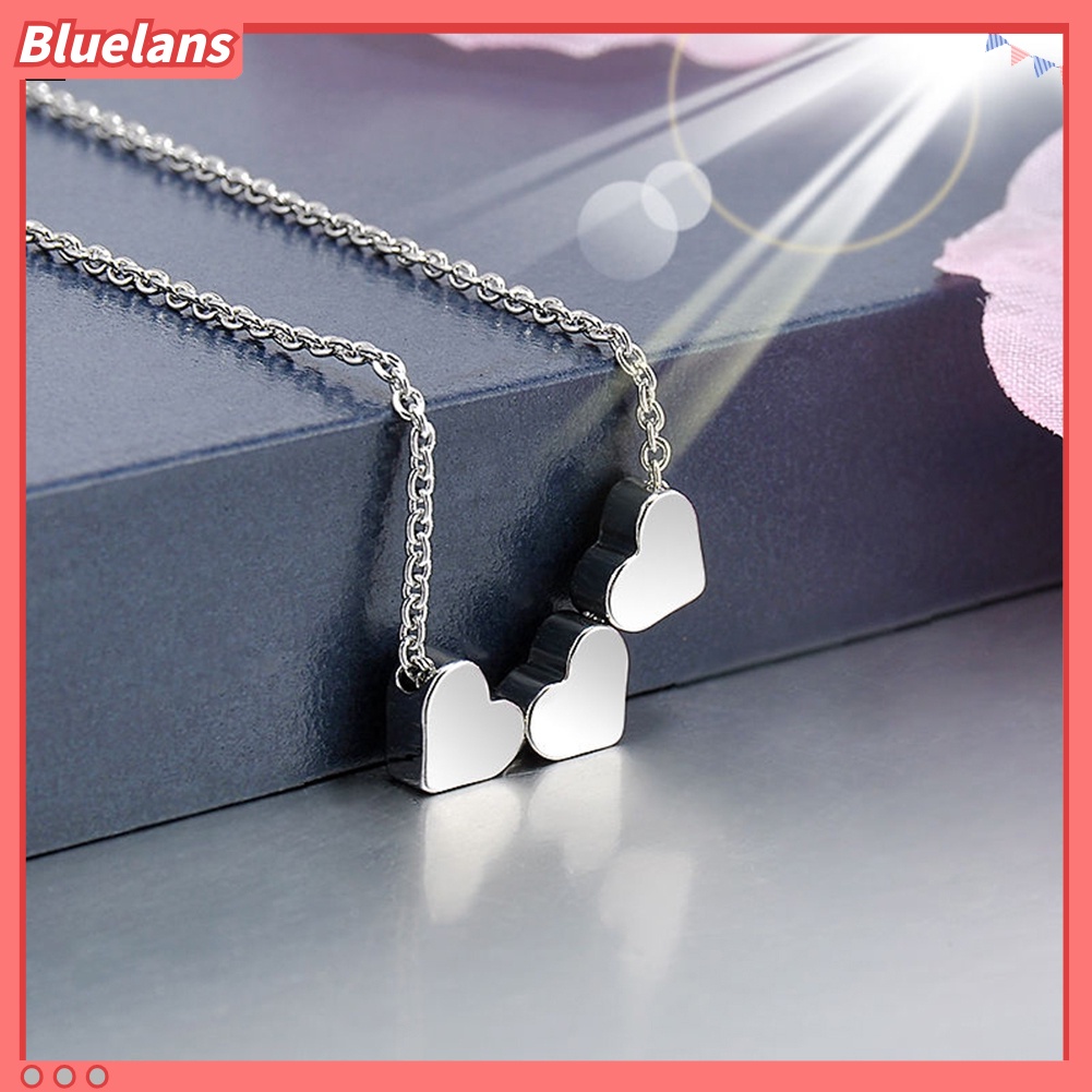 [BLS] Elegan Tiga Cinta Hati Pesona Liontin Kalung Wanita Cocktail Casual Jewelry