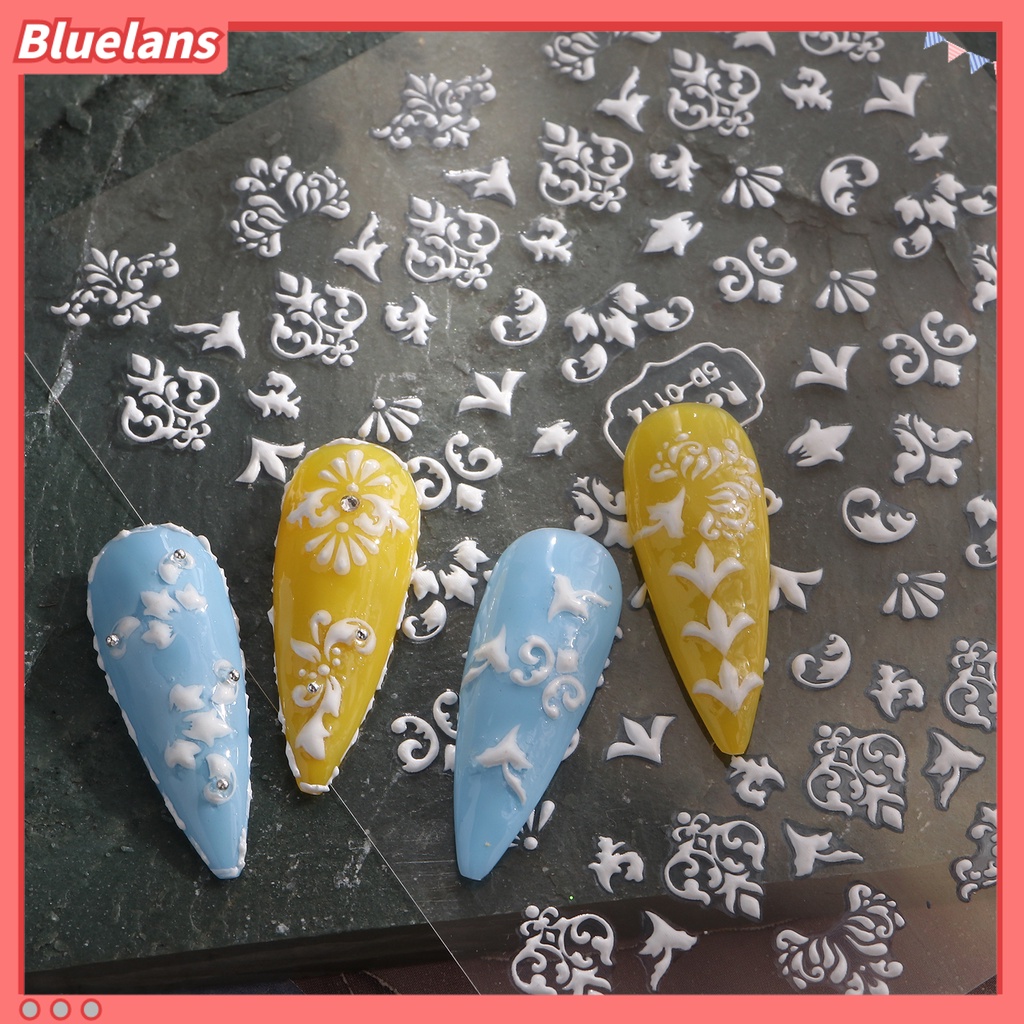 [BLM] Stiker Nail Art Perekat Diri 5D Relief Efek 3D Tidak Luntur DIY Gaya Jepang Motif Bunga Manicure Decals Salon Kuku Pasokan