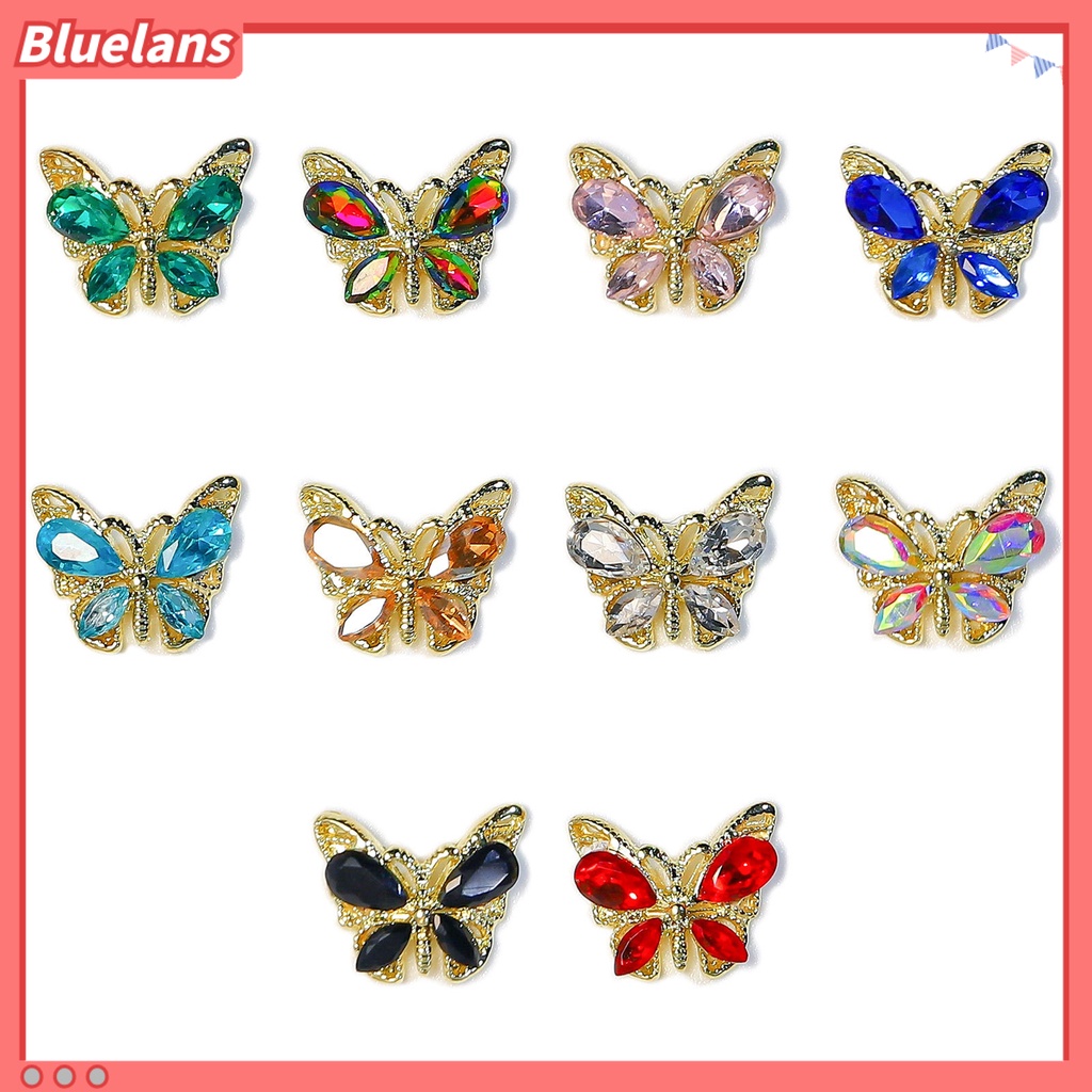 [BLM] 10pcs Hiasan Kuku Bersinar Mudah Tempel Tiga Dimensi Warna Hidup DIY Berkilau Pesona Kuku Kupu-Kupu Desain Manikur Pasokan Salon Kuku