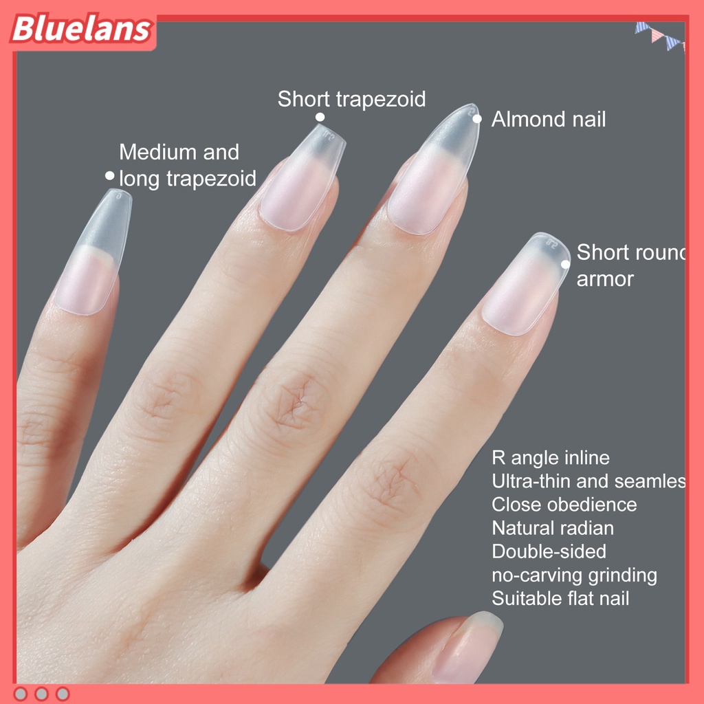 [BLM] 420pcs /Box Kuku Palsu Mudah Di Tempel Tahan Lama Removable Clear Matte Nail Extension Acrylic Extra Pendek Almond Nail Tips Perlengkapan Salon Kuku