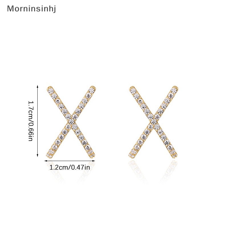 Mornin 1pasang Gaya Sederhana Cahaya X-shaped Earrings Ear Stud Fashion Perhiasan Berlian Imitasi Kreatif Untuk Wanita Gadis Hadiah Ulang Tahun id