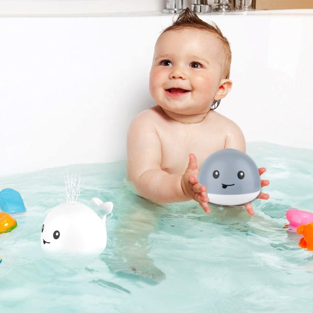 Timekey Baby Light Bathtub Mainan Induksi Semprotan Air Paus Squirting Sprinkler Mainan Otomatis Squirting Air Bayi Mandi Mainan Shower Mainan E8S7