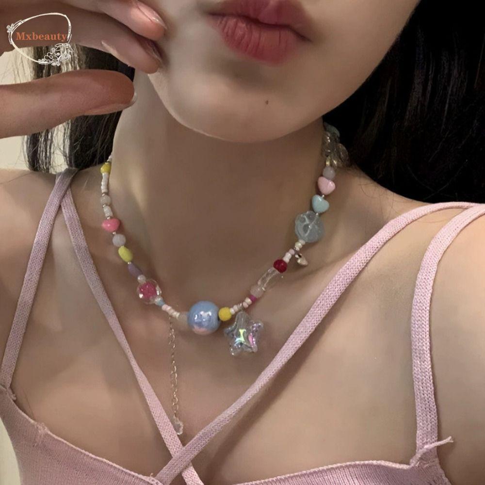 Mxbeauty Dopamin Gadis Kalung Trendi Pesona Hati Resin Bintang Tergantung Gadis Hadiah Permen Warna Gelang