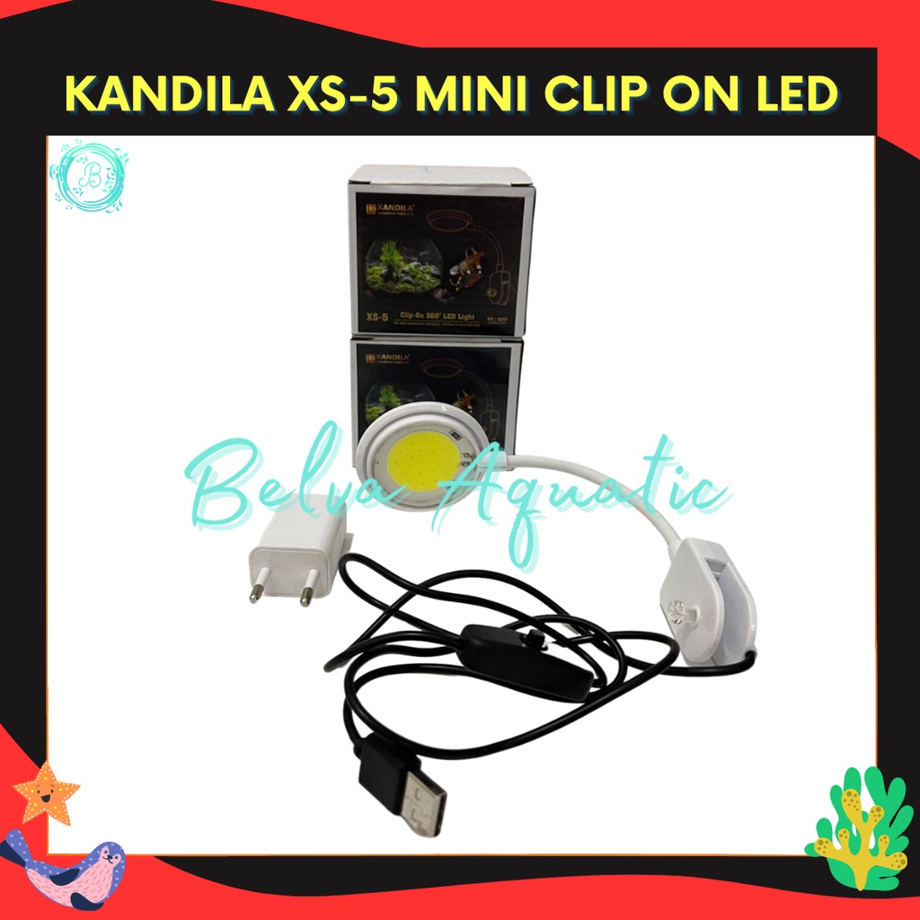 Kandila XS 5 Led Mini Clip Lampu Mini Jepit Kecil Aquarium Lampu Toples Aquarium