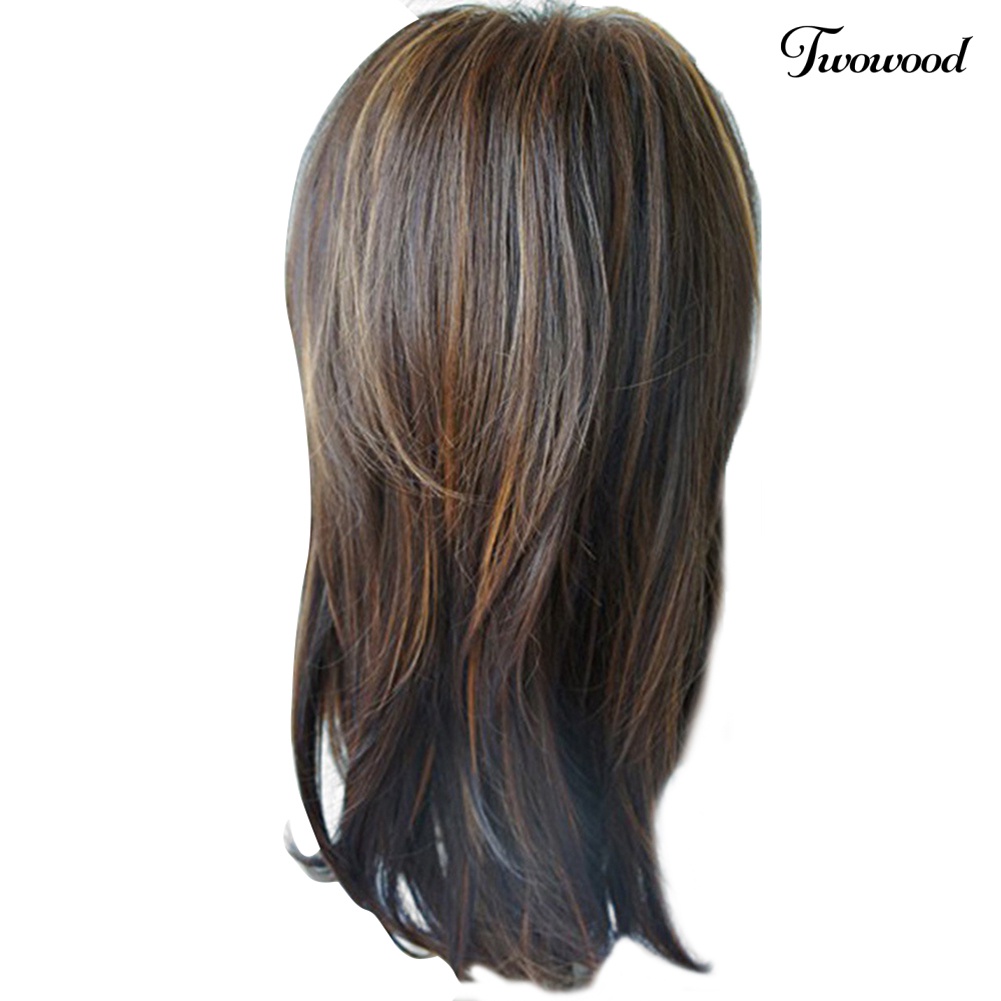 Twowood Fashion Coklat Keriting Wig Panjang Rambut Palsu Wanita Cosplay Pesta Menawan Sopak