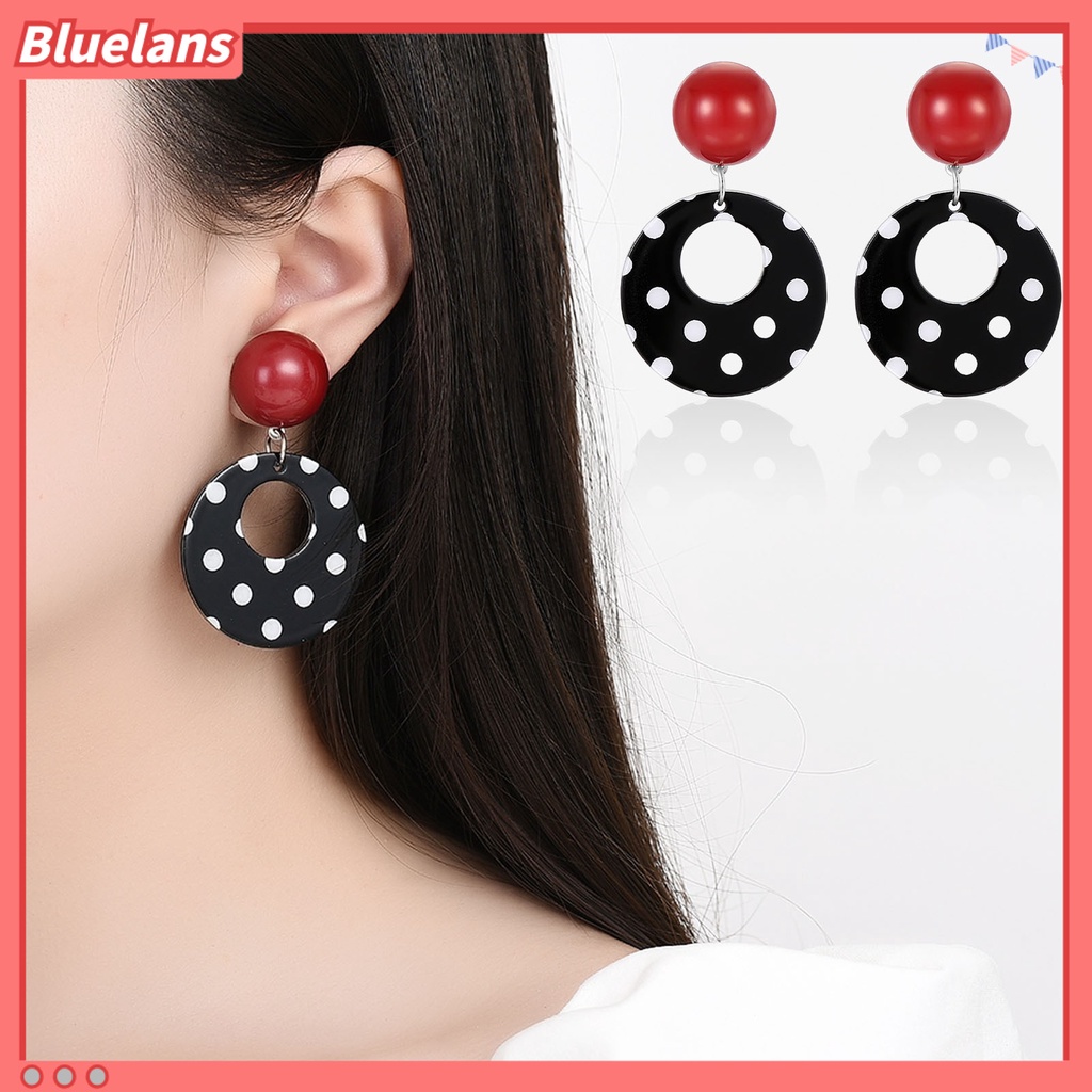 [BLS] 1pasang Anting Wanita Desain Dot Lingkaran Geometris Permukaan Halus Tahan Aus Berdandan Tahan Luntur Fashion Pesta Lady Stud Menjuntai Anting-Anting Perhiasan Aksesori