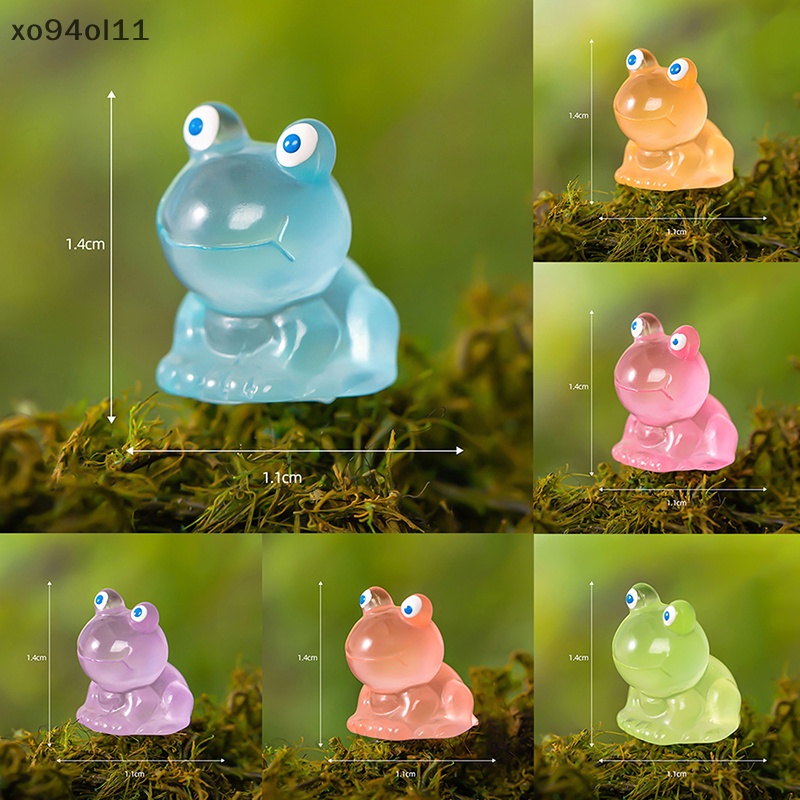 Xo 2Pcs Ornamen Katak Bercahaya Mini Warna Kartun Hewan Boneka Mikro Lanskap Dekorasi Rumah Boneka Miniatur Mainan OL