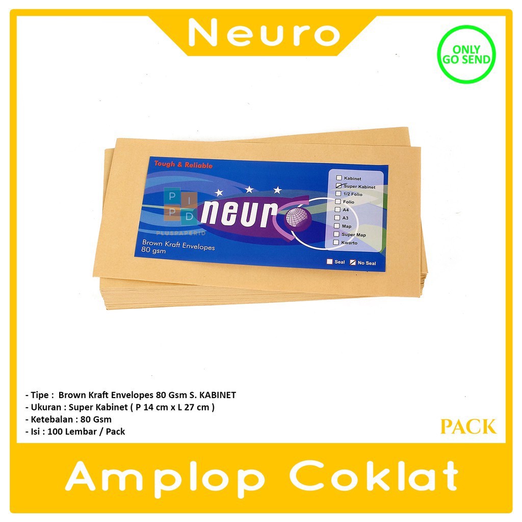 

NEURO - Amplop Coklat Ukuran Super Kabinet (14 x27 cm) No Seal - Pack