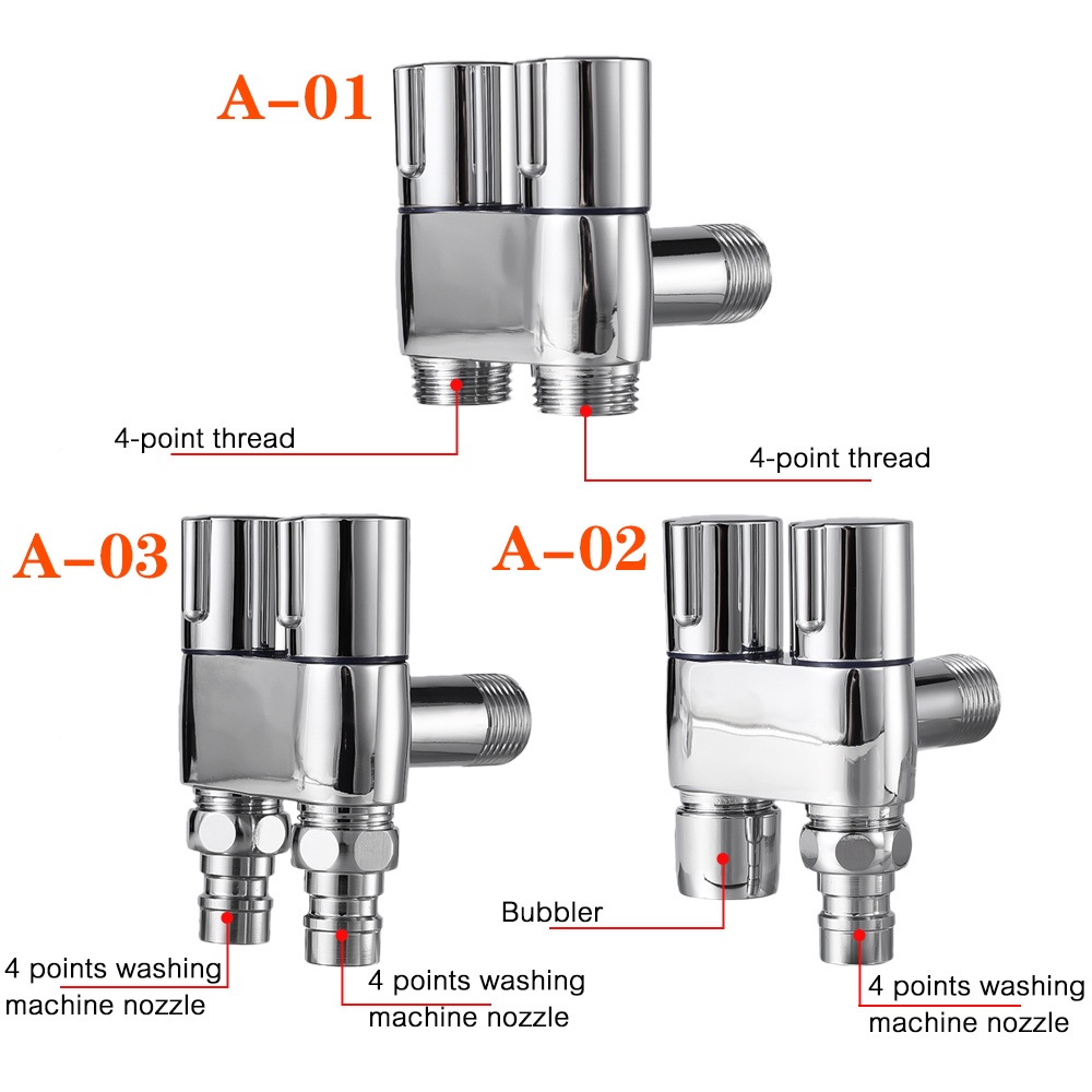 Zinc Alloy One In Two Out Faucet Shunt Angle Valve/Keran Bidet Toilet Genggam Sprayer Kamar Mandi/Keran Mesin Cuci Multi-Fungsi/Kepala Shower Antarmuka Pembersih Diri