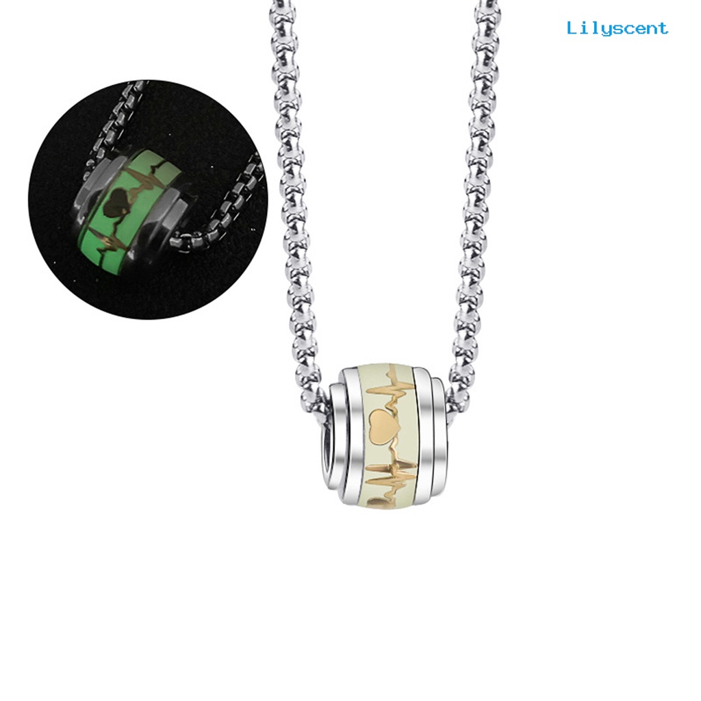 [LS]Geometric Glow in The Dark Kalung Liontin Persegi Dengan Rantai Titanium Untuk Wanita Aksesori Neonsensi Malam Bergaya Minimalis