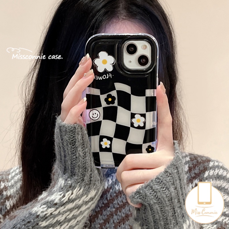 IPHONE Bunga Segar Daisy Pola Tidak Teratur Case Kompatibel Untuk Iphone7 8 6S 6plus11 XR 11 13 12 14 Pro MAX X XS MAX SE 2020love Heart Lucky Smile Shockproof Airbag Soft Case